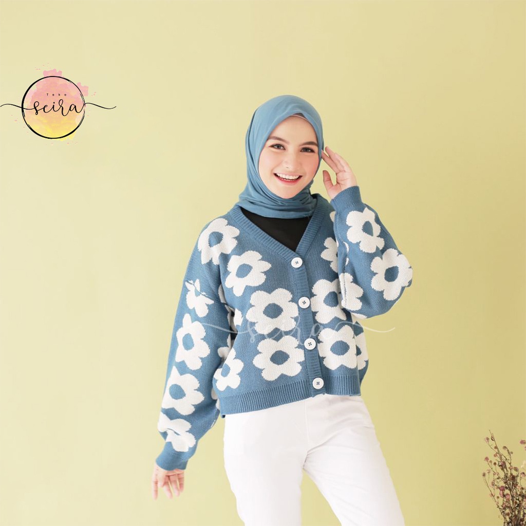 [BISA COD] Cardy Urban Flower / Cardigan Urban Flower / Cardigan Rajut Wanita / Premium Cardigan / Cardigan Korea Style