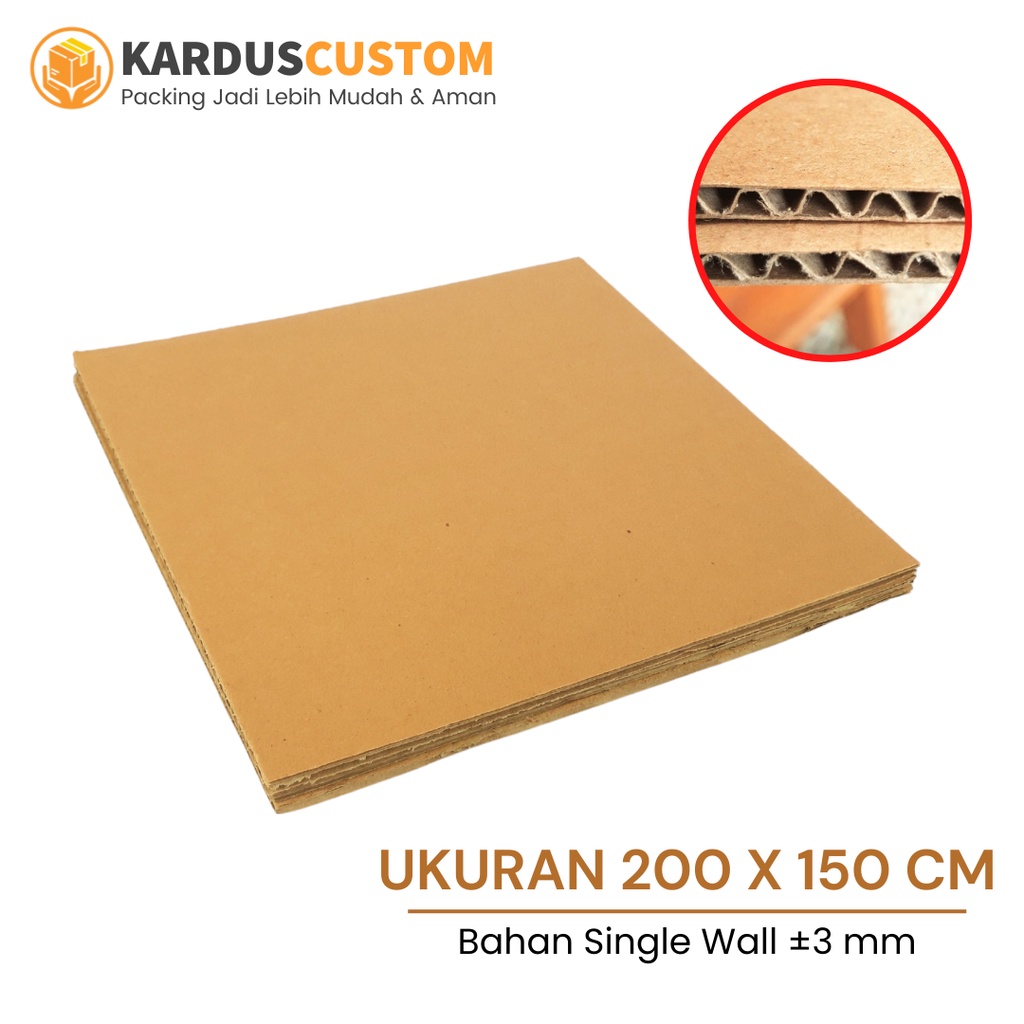

Kardus Lembaran 200 x 150 cm Bahan Single Wall Custom Ukuran Karton Polos Packing