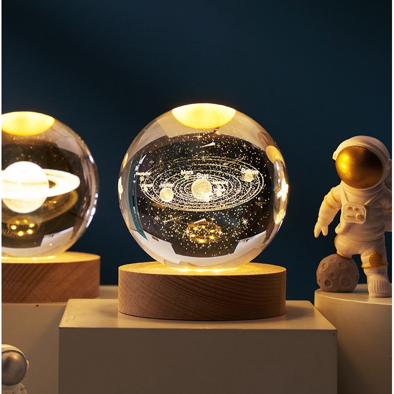 lampu buat kamar tidur Lampu Hias 3D LED lampu hias kamar tidur Hadiah spesial lampu malam bulan bola kristal