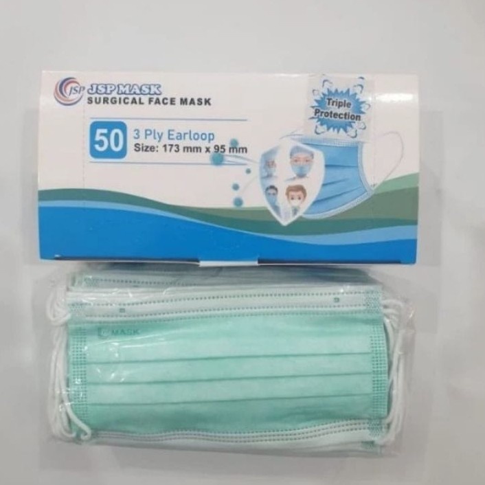 MASKER BEDAH MEDIS JSP KESEHATAN 3PLY EARLOOP ISI 50 PCS Surgical 3 PLY