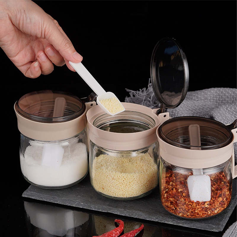 Kitchen Jar Set 5in1 Wadah Tempat Toples Bumbu dan Minyak Dapur Bahan Kaca Wadah Bumbu Dapur Tempat Garam Lada Gula Sebaguna Kedap Udara Worldhome66