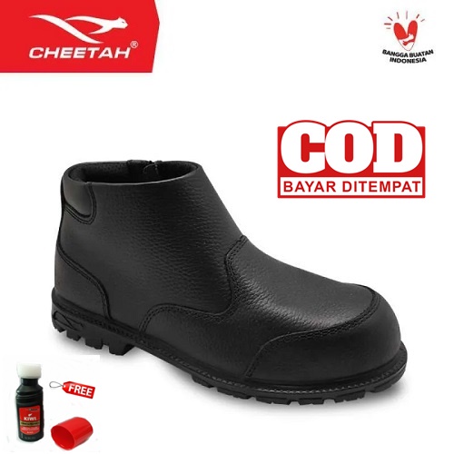 Sepatu Safety Cheetah 2101H FREE Semir Sepatu Kiwi Poles Warna Hitam