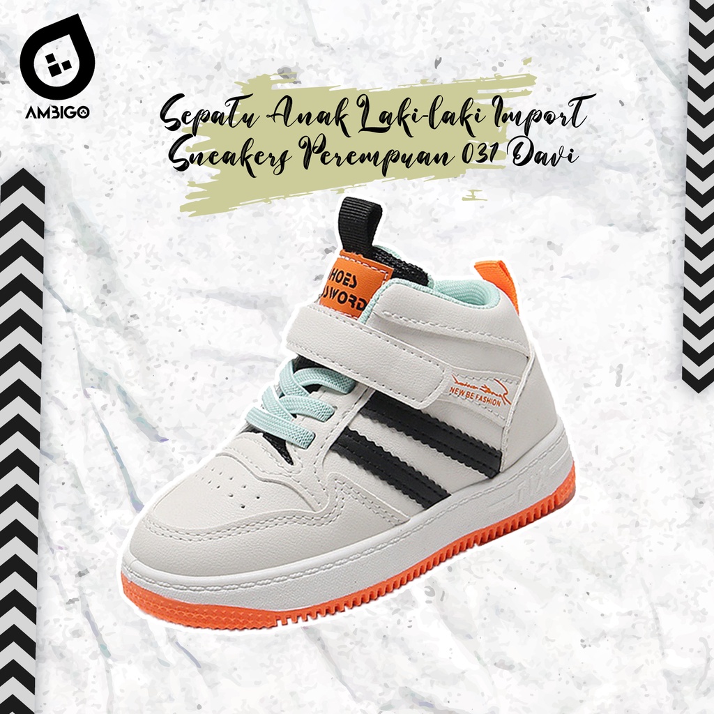 Sepatu Anak Laki Laki - Sepatu Anak Perempuan Shoes DAVI AIR MOTIF 031 Sepatu Sport Anak Casual Import