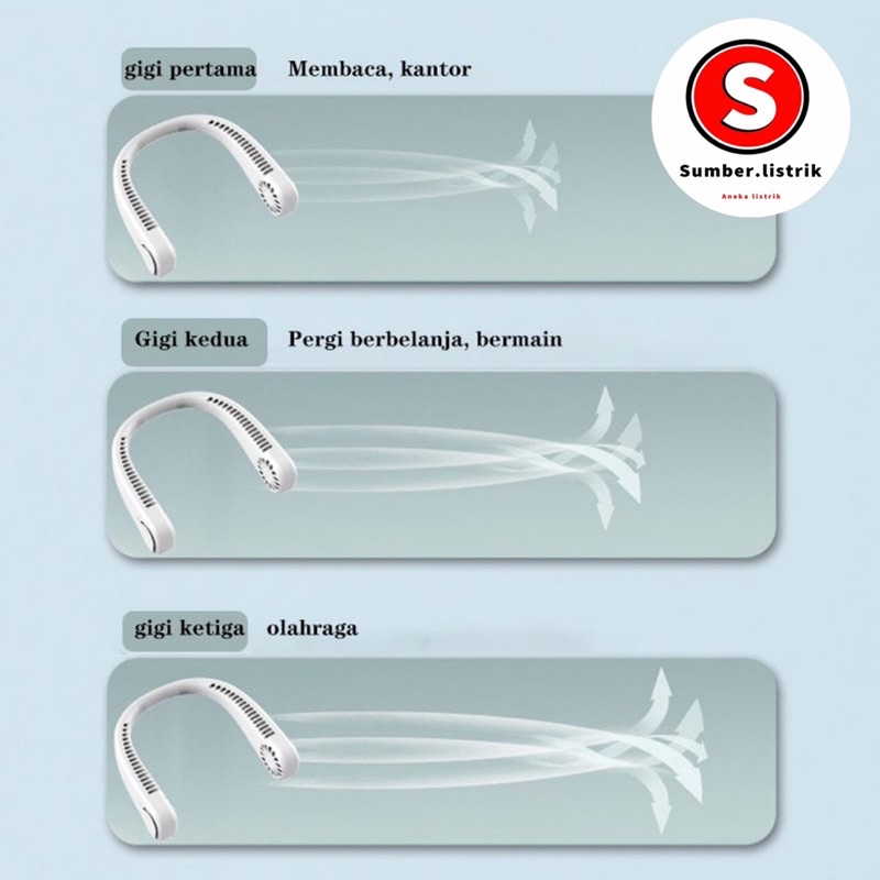 KIPAS ANGIN LEHER PORTABLE HANGING NECK FAN READY STOCK USB RECHARGEABLE