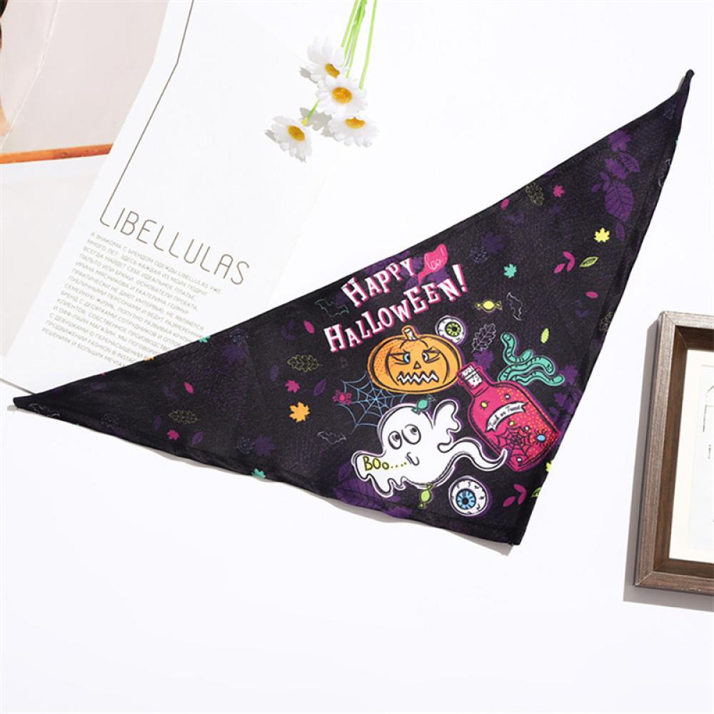 Timekey Syal Bandana Motif Halloween Untuk Aksesoris Hewan Peliharaan G4K2