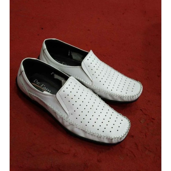 Sepatu Putih Pria Original Kulit Asli / Model Slip on ( Cow Leather )