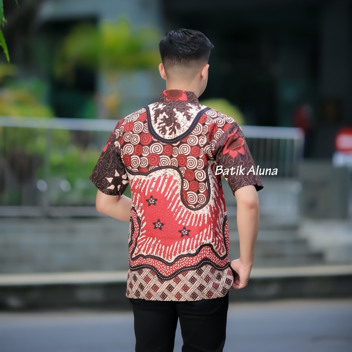 Baju Kemeja Batik Pria Lengan Pendek Premium Original Batik Aluna PD 028