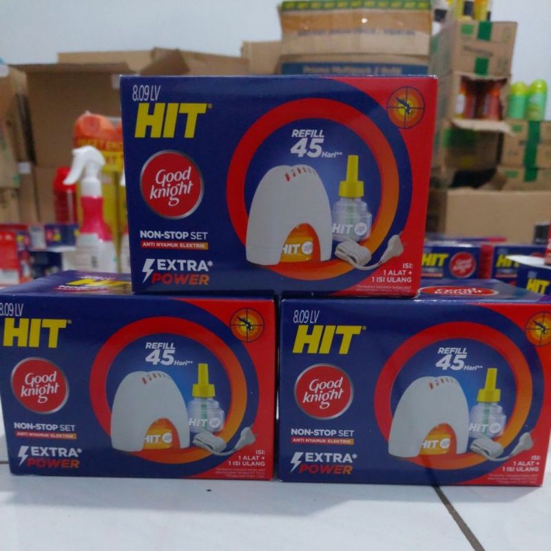 Alat Hit Non Stop Set 8.09 LV Good Knight + Refill Fresh isi 2 - Obat Anti Nyamuk Elektrik Kabel Panjang ( Tahan 45 Hari )