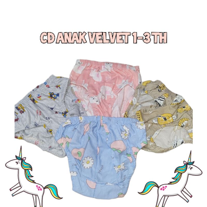 CD Anak Celana Dalam Anak Bahan Velvet 1-3 Th Allsize