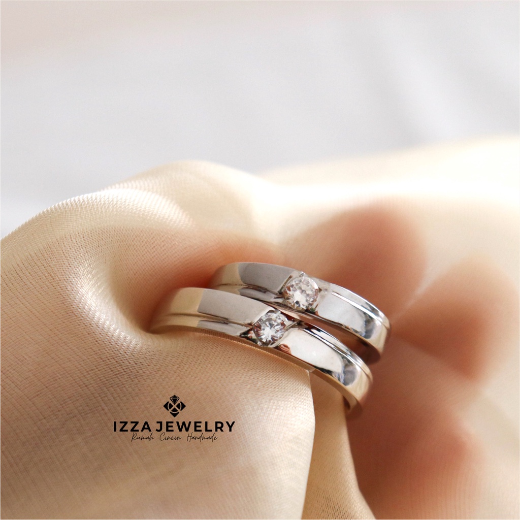 Cincin Nikah Simple Emas Putih 25% dan Perak