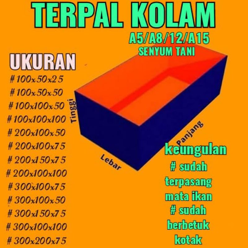 Terpal kolam lele Terpal kolam kotak kolam terpal ikan terpal kolam tebal A3