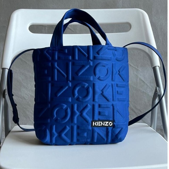 Tas AUTHENTIC KENZO Small Kenzogram Bucket Bag in Electric Blue Black Hitam Biru Elektrik Original A