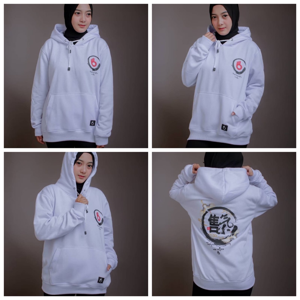 Jaket hoodie pria katun fleece