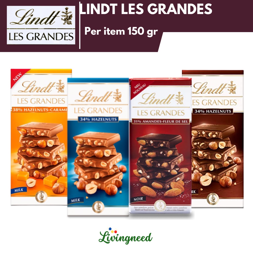 

Lindt Chocolate Les Grandes Hazelnut Bar Coklat Import 150gr