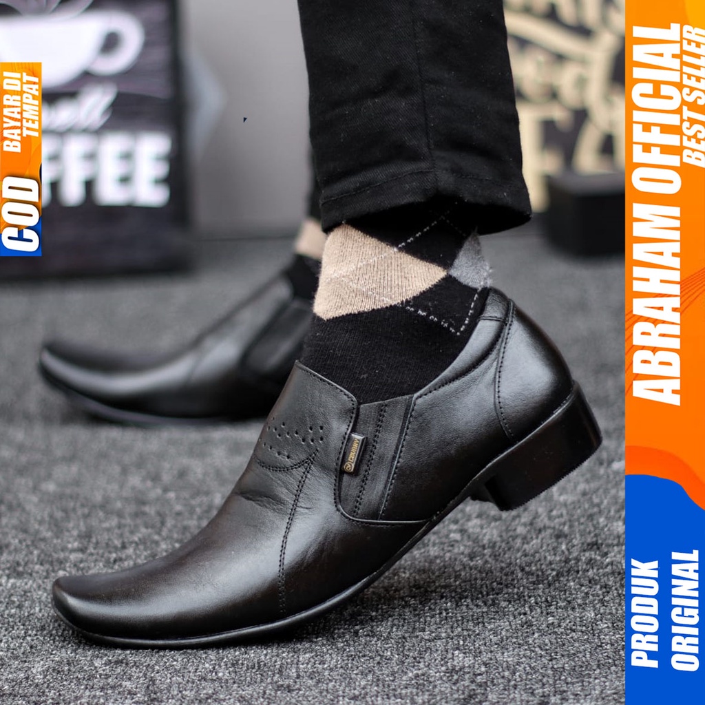 Sepatu Pantofel Hitam Kulit Asli Formal Kerja Kantor Pria Abraham Veil