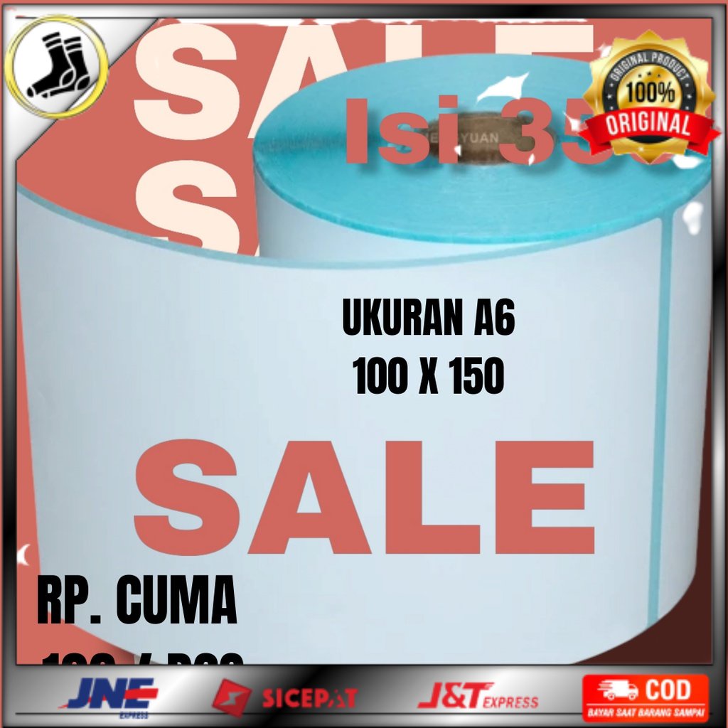 

LABEL STICKER THERMAL 100 X 150 BARCODE 100X150 UKURAN A6 HIQH QUALITY