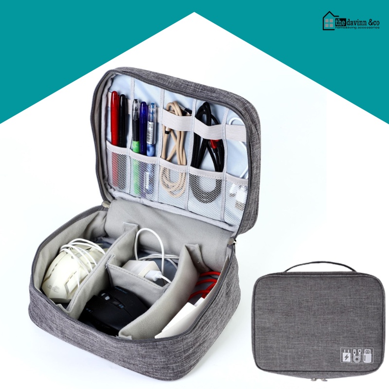 Tas Kabel Travel Gadget Organizer Travel Pouch Charger Camera 2 Layer Multifungsi travel pouch charger organizer cable gadget bag tas kabel charger casan USB Tas Kabel casan Charger Organizer Tragbare/Digital Storage Bag Serbaguna murah