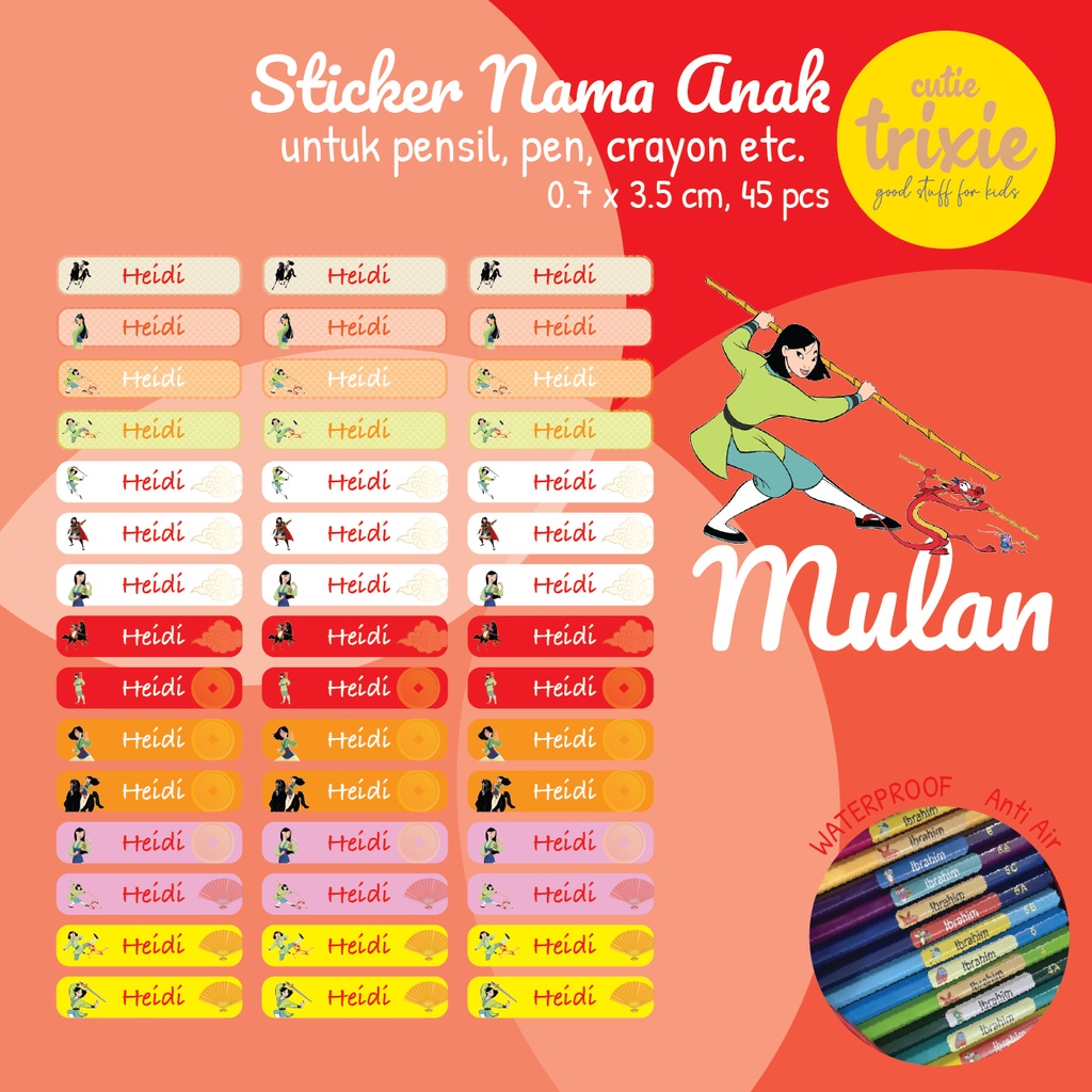 

Sticker Label Nama Pensil MULAN