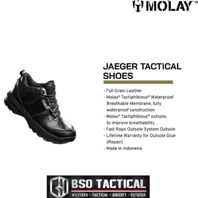 Sepatu Tactical Molay Jaeger Outdoor Tactical Shoes Low Full Black Ori