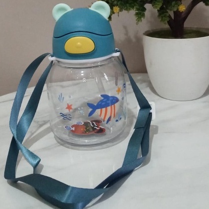 Botol Minum Anak Viral Balita Sedotan Tali BPA Free Training Cup 450ml Karakter Lucu Impor Food Grade