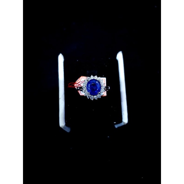 cincin lady day blue safir emas putih berlian asli