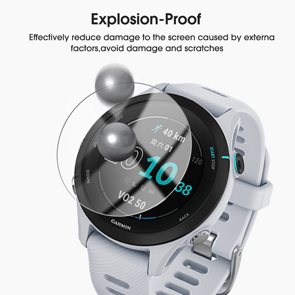 1pc Pelindung Layar Tempered Glass 9H Anti Gores Untuk Smartwatch Garmin Forerunner 255S