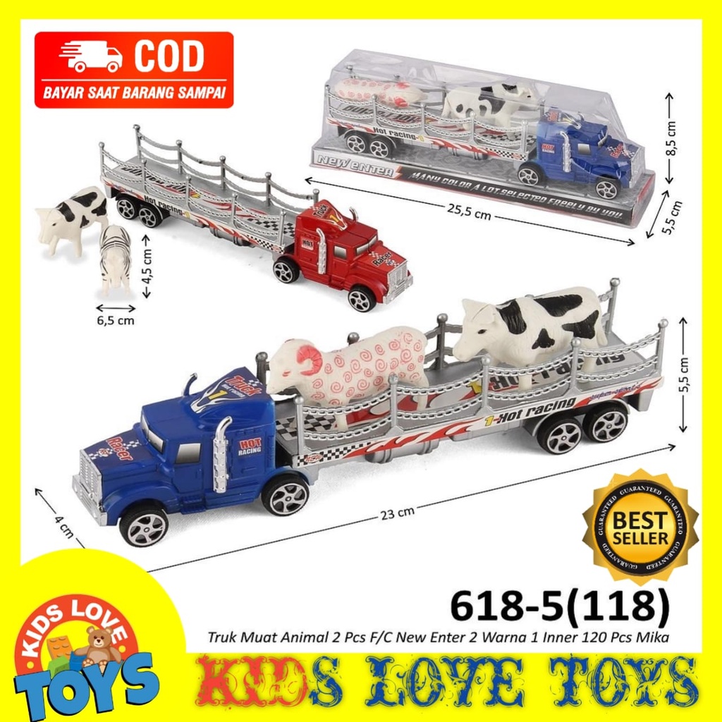 MAINAN ANAK TRUCK TRUK PENGANGKUT SAPI BINATANG HEWAN 2PCS PROMO TERMURAH COD