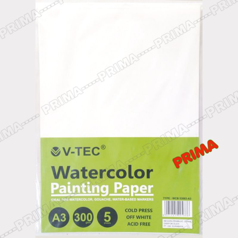 KERTAS GAMBAR A3 WATERCOLOR V-TEC (ISI 5 LEMBAR)