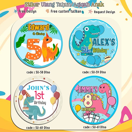 

Sticker ulang tahun/Birthday/aqiqah anak custom