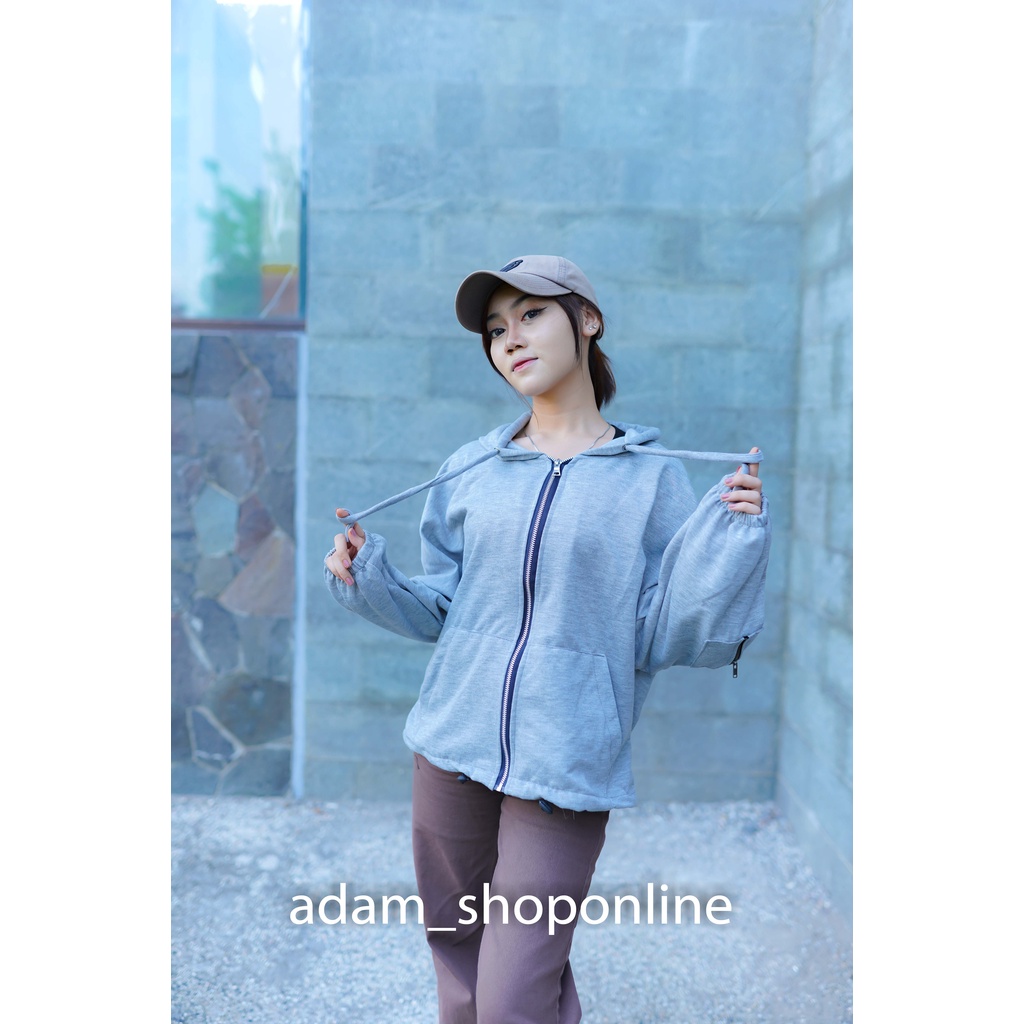 JAKET HOODIE WANITA -  JI WON JAKET - OVERSIZE - HOODIE ZIPPER - KOREAN STYLE - TREND