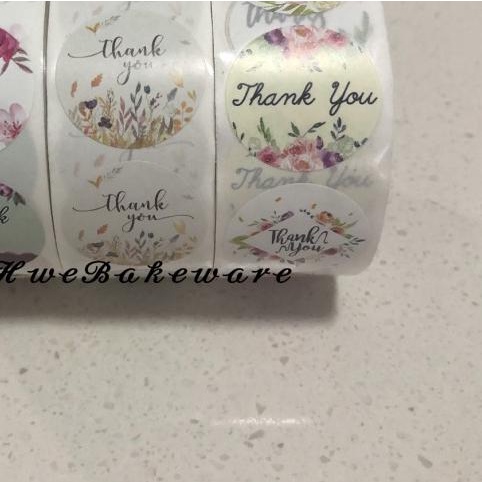 

Stiker label untuk segel / seal Thank You 4 motif per roll 500pc