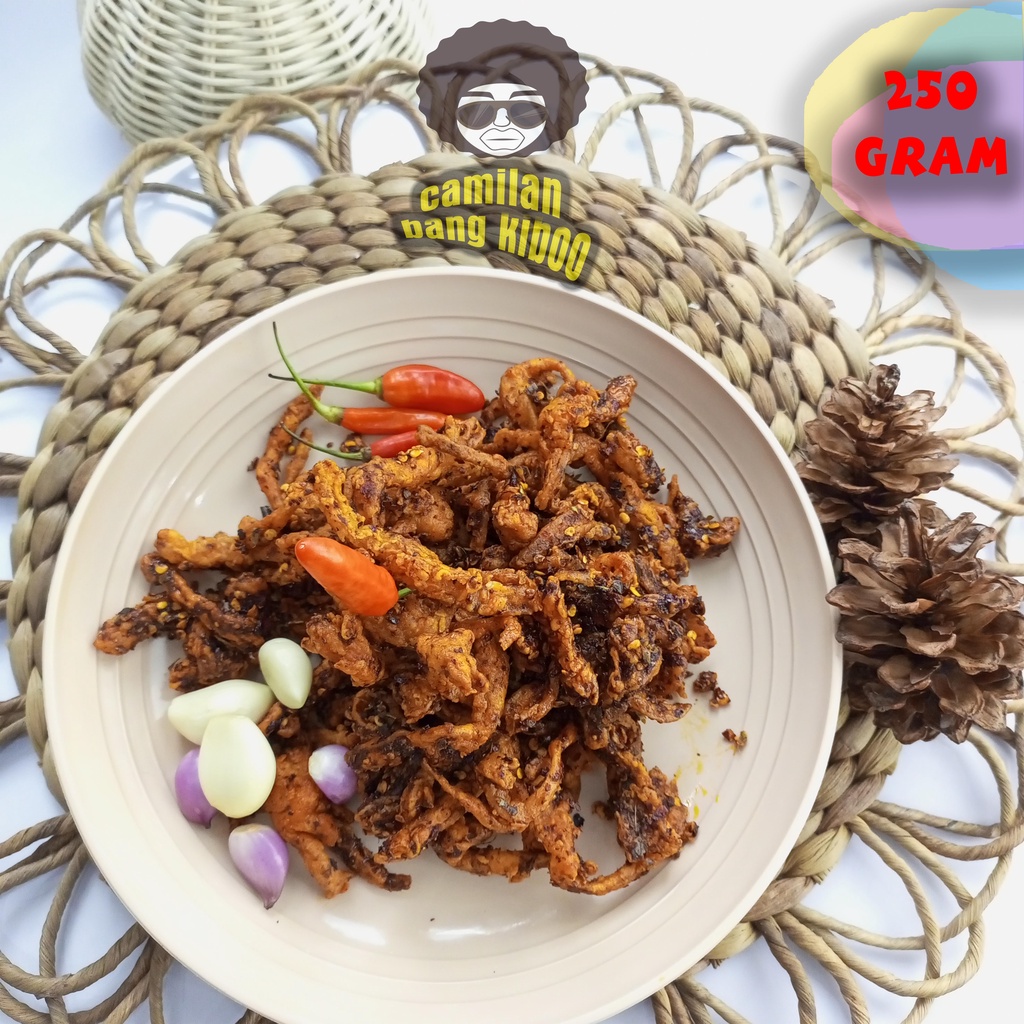 

Cemilan Pedas-keripik Jamur Tiram Crispy Krispi Renyah Kriuk extra Pedas daun Jeruk Khas Bandung Isi 250 gram