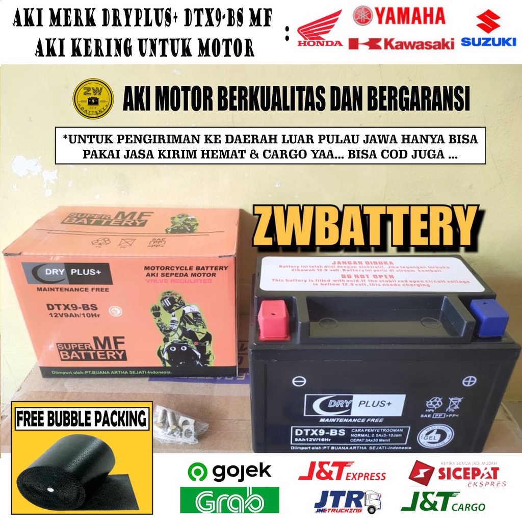 Aki Motor Pulsar 200NS, Piaggio Zip, Minerva ALL YTX9-BS / DTX9-BS DRYPLUS MF