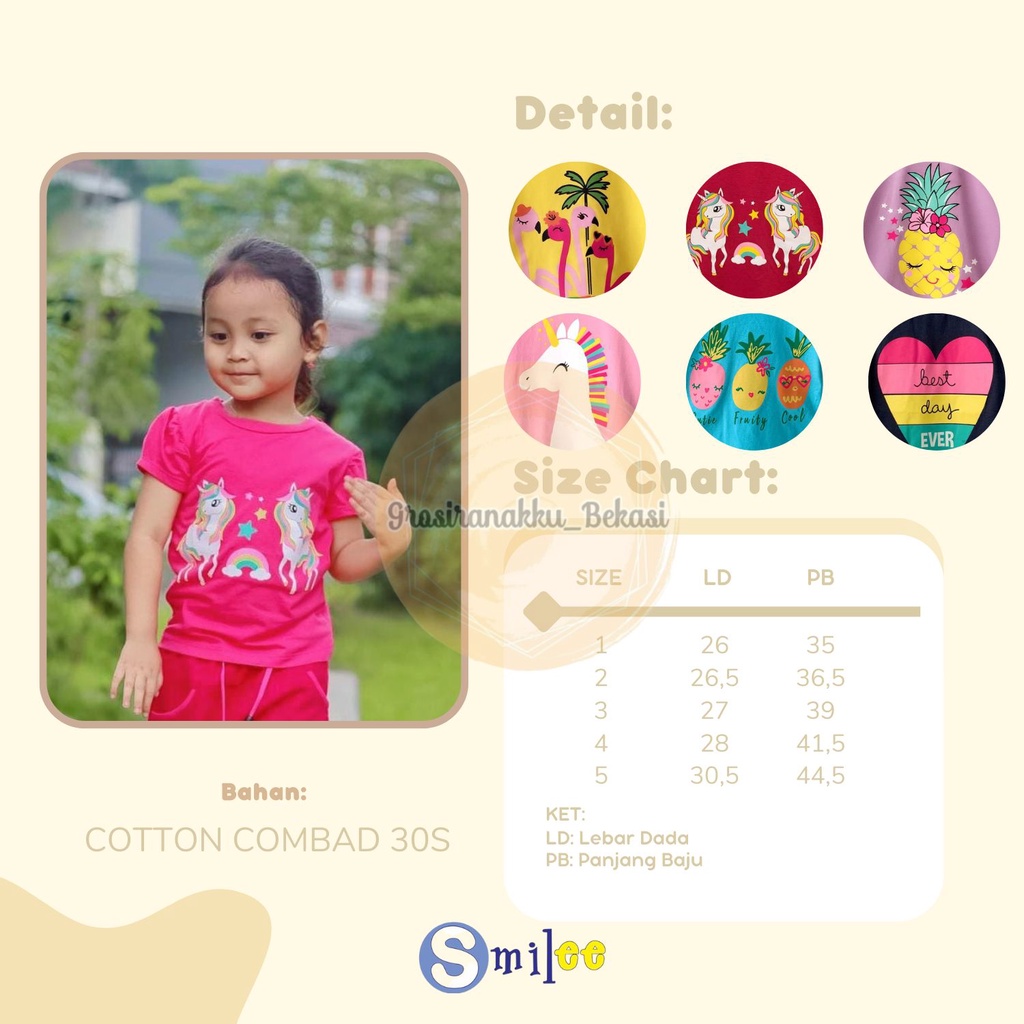 Atasan Anak Smilee Motif Nanas Biru Size 1-5Tahun