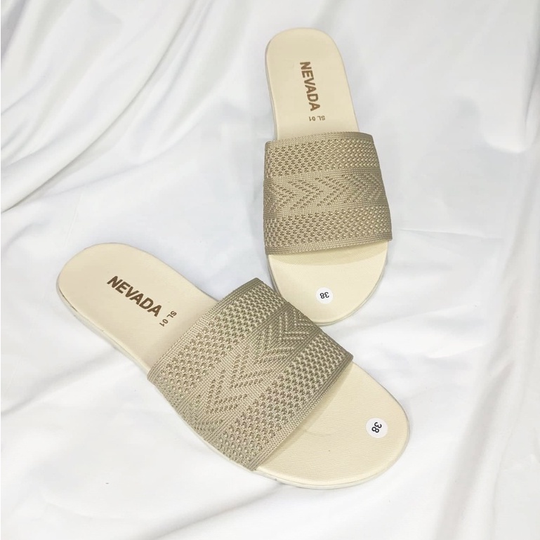 Sandal Wanita slop rajut import / Sendal Teplek Kekinian Sandal Terbaru Tali Murah Flat Viral NEVADA 2022