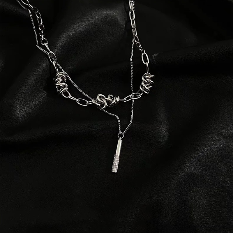 Kalung Rantai Klavikula Model Duri Ganda Pendek Untuk Aksesoris