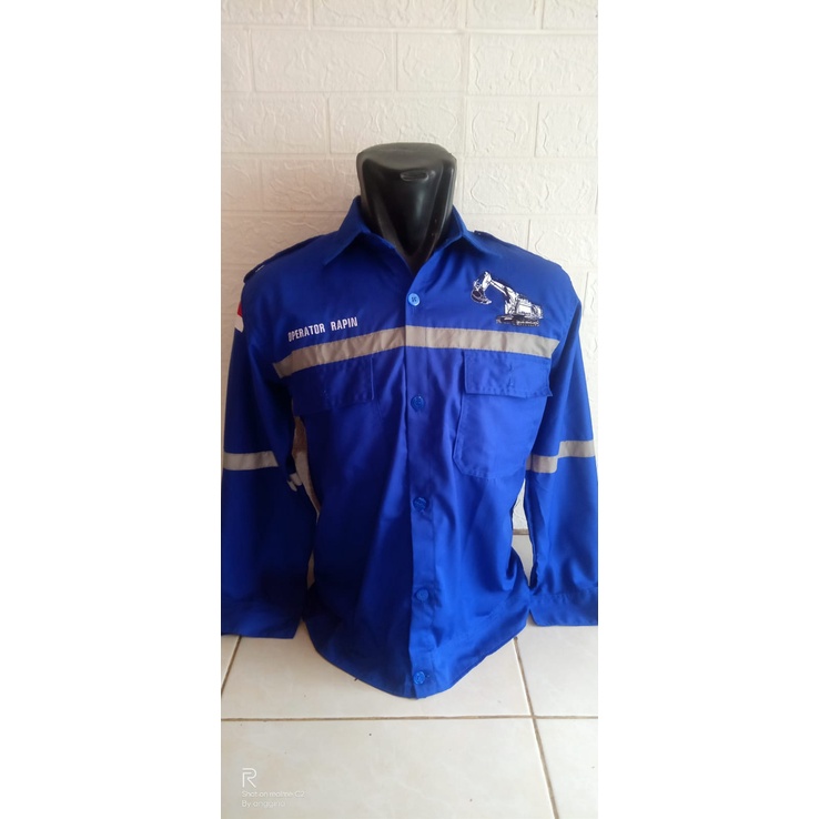 atasan safety pria / seragam proyek bordir werpak safety k3 lengan panjang bordir alat berat/baju ke