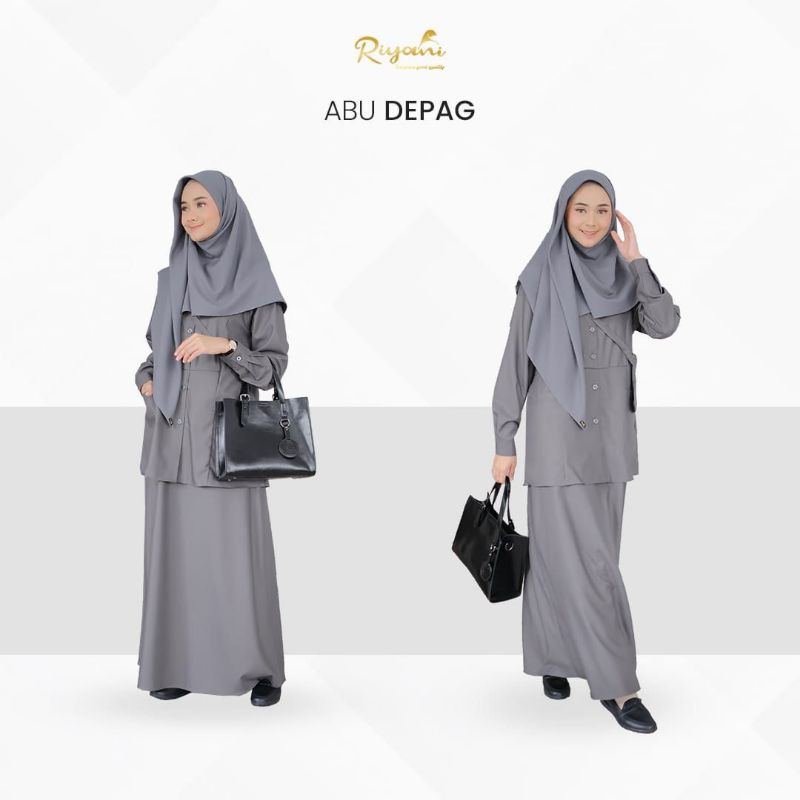 Gamis Twopiece Abu Depag by Riyani/gamis Abu depag/seragam abu depag guru/seragam guru/seragam kerja
