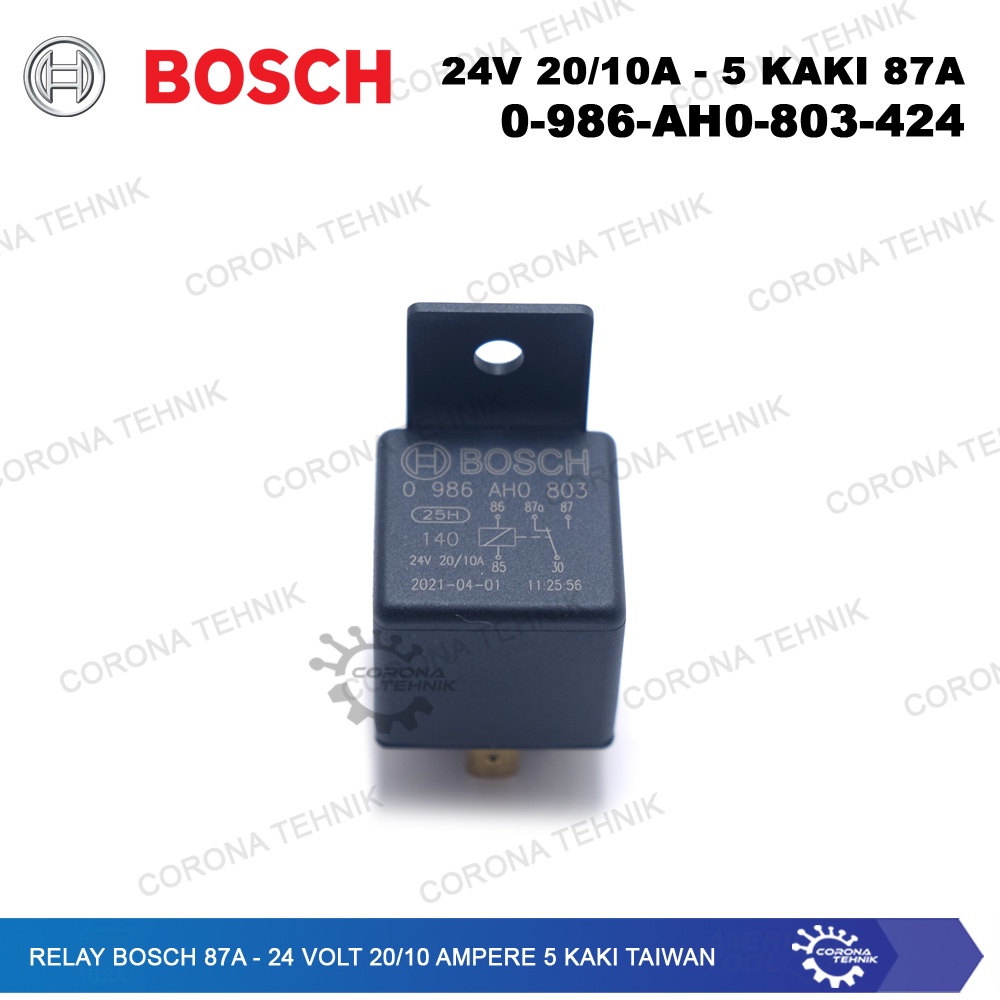 Taiwan - Relay Bosch 87a - 24 Volt 20 Ampere 5 Kaki - 0-986-AH0-803-424