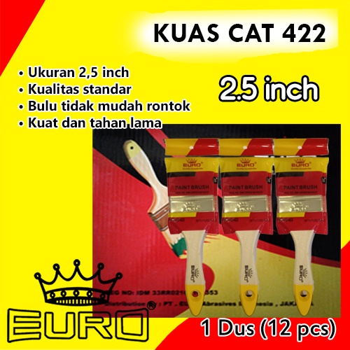 Kuas Cat Kayu tembok Tangan 422 Euro Berkualitas Terlengkap Original 1&quot; 1,5&quot; 2&quot; 2,5&quot; 3&quot; 4&quot; 5&quot;