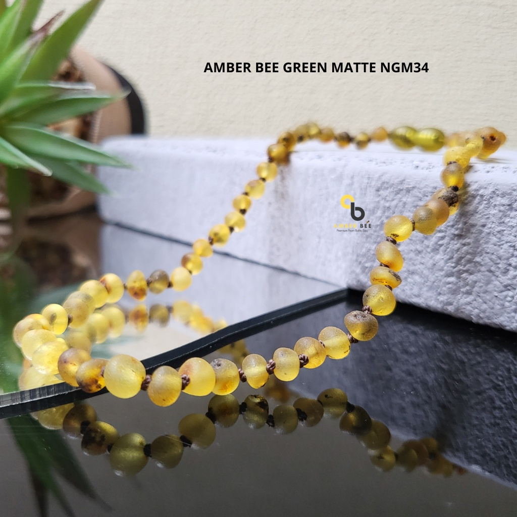 Kalung Amber Anak Premium Matte Green NMG34 By Amber Bee