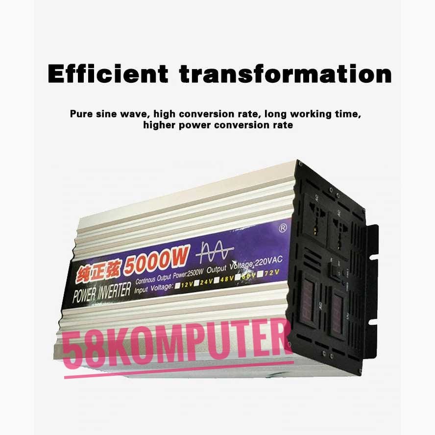 Power Inverter Ke Ac DC 12V/24 to AC 220V 6000W Power Inverter Pure Sine Wave DC 12V/24 to AC 220V 6000W 2 USB Port LED