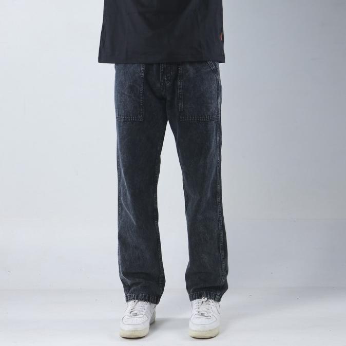 Superego Celana Fatigue Pants Jeans Pria Tapered Snow Black