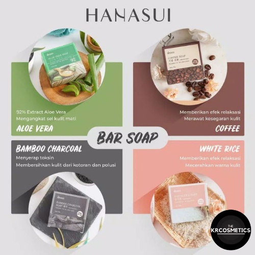 HANASUI Bar Soap 60g |White Rice|Bamboo Charcoal|Aloevera|Coffee