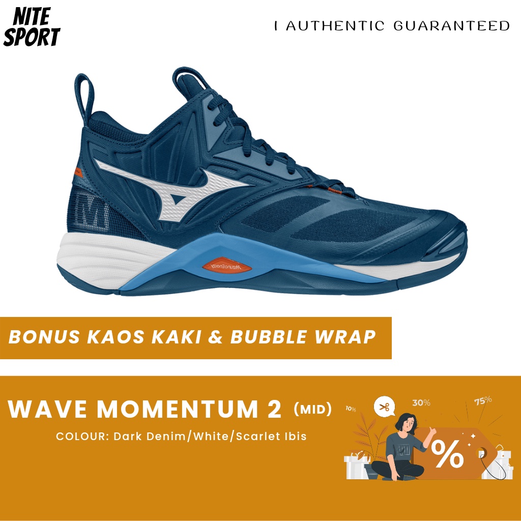 Sepatu Volly Mizuno Wave Momentum 2 Mid Original
