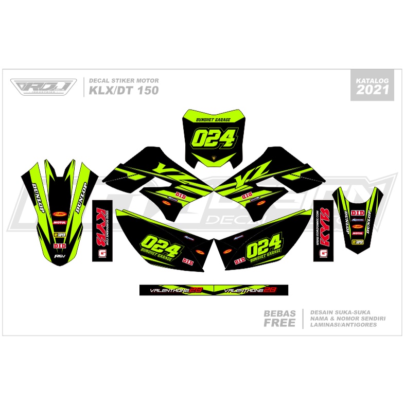 DECAL STIKER KLX 150 S (005) DEKAL STICKER DTRACKER 150 LAMA FULLBODY 2009 2010 2011 2012 2013 2014 