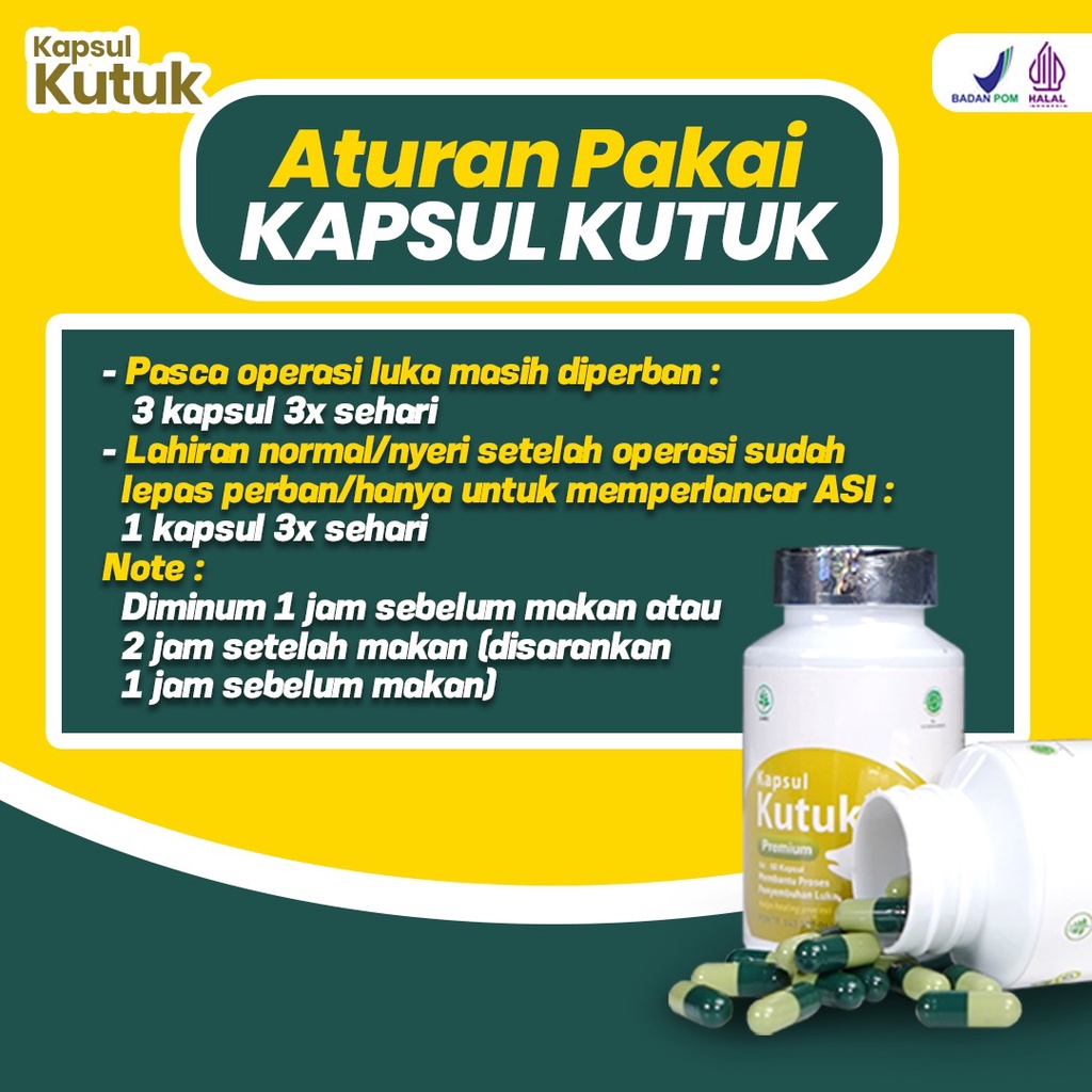 Ready Paket 3 Kapsul Kutuk - Luka Pasca Operasi Hernia Usus Wasir 5x Lebih Cepat Sembuh &amp; Kering Asi Booster Penambah Albumin Tingkatkan Daya Tahan Tubuh Isi 60 Kapsul