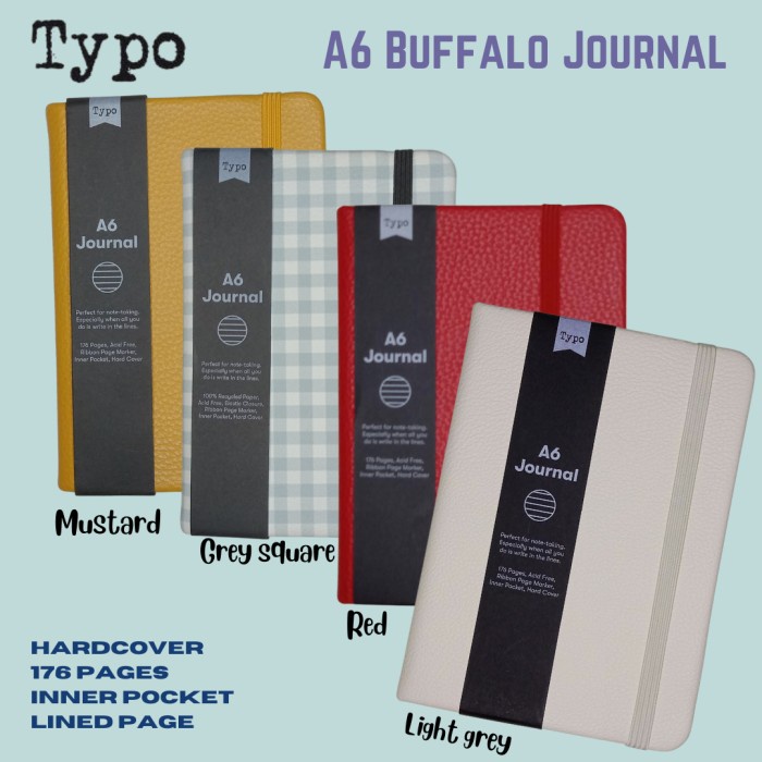 

Buku Jurnal Typo A6 Buffalo Journal bergaris - Light Grey