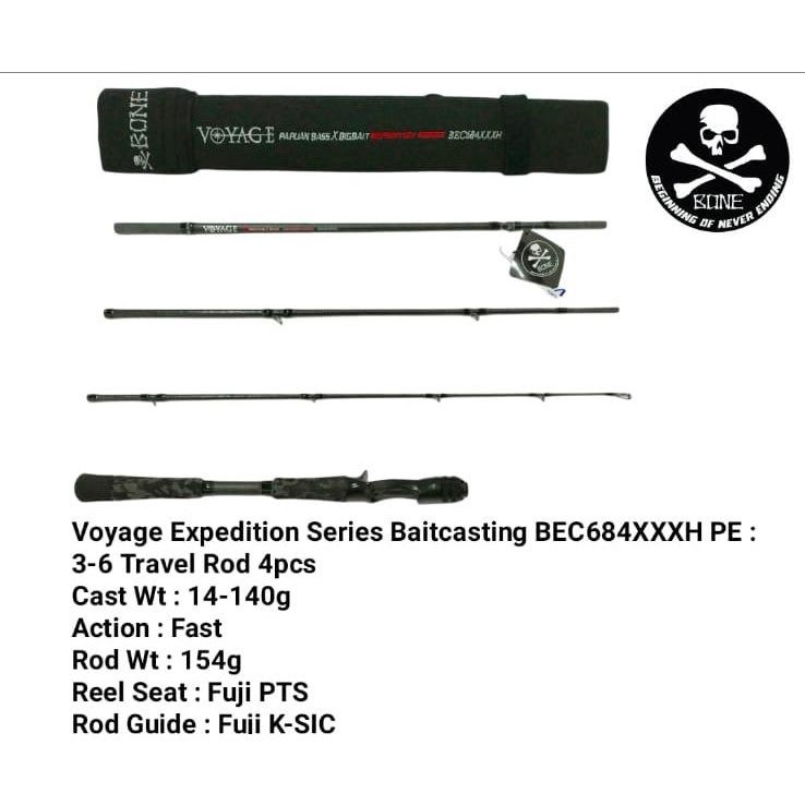 Joran BC Sambung 4 BONE ULTIMATE TRAVEL ROD PAPUAN BASS PE 2-4