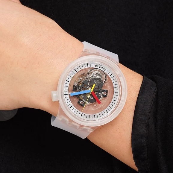 JAM TANGAN UNISEX SWATCH SB01K100 CLEARLY BOLD ORIGINAL